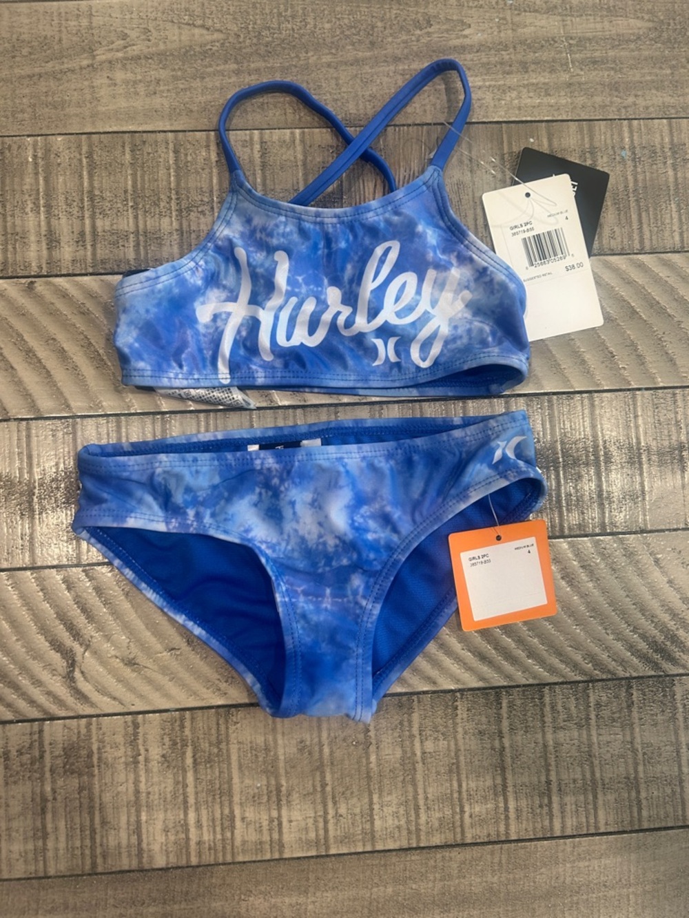 Hurley Blue Tie-Dye Girls' Two-Piece Bikini Set